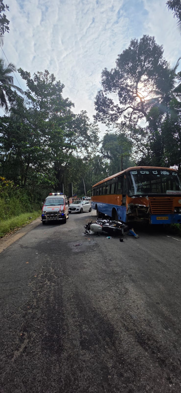 ಬಸ್ -ಬೈಕ್ ಡಿಕ್ಕಿ: ಬೈಕ್ ಸವಾರ ಮೃತ್ಯು